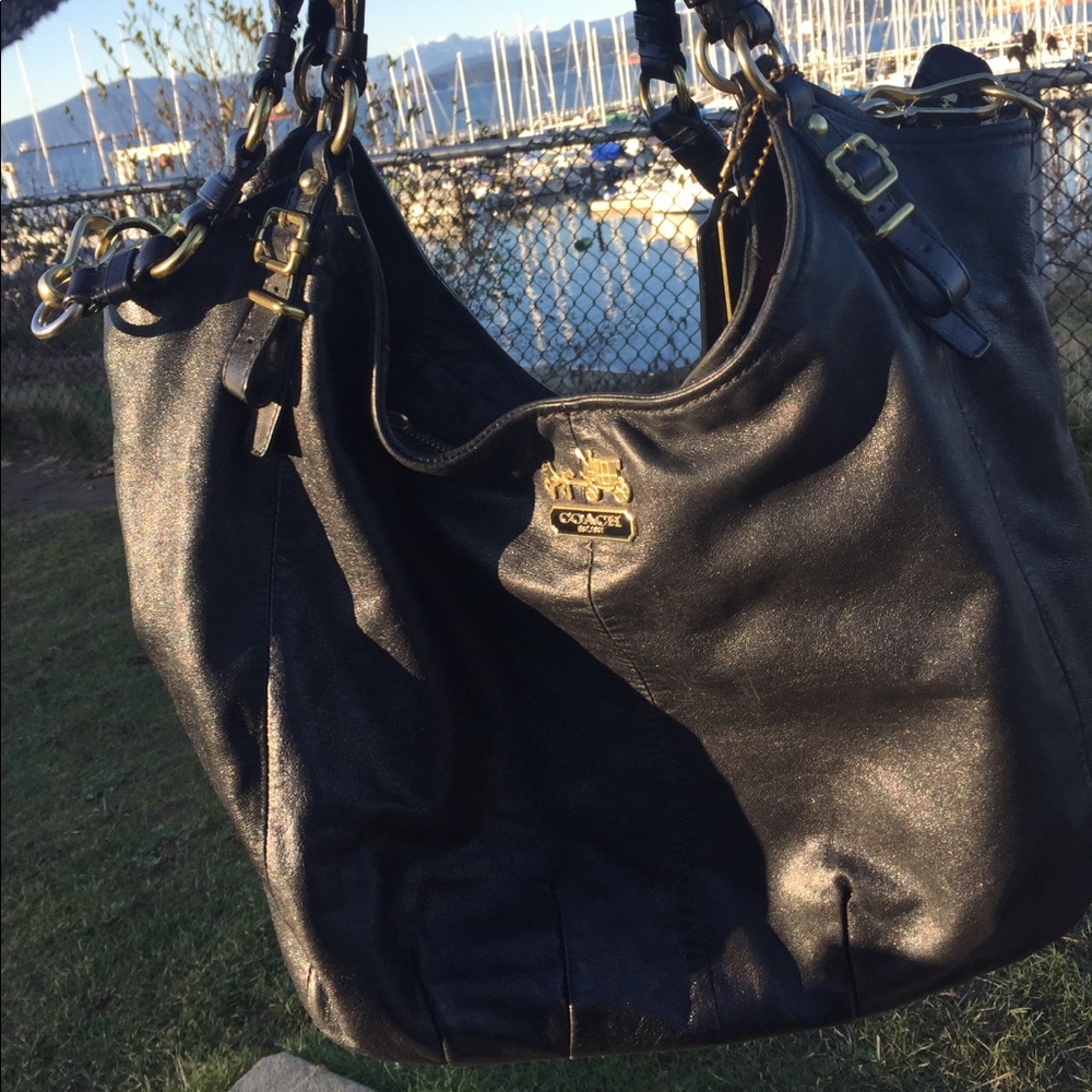 Coach black leather hobo bag